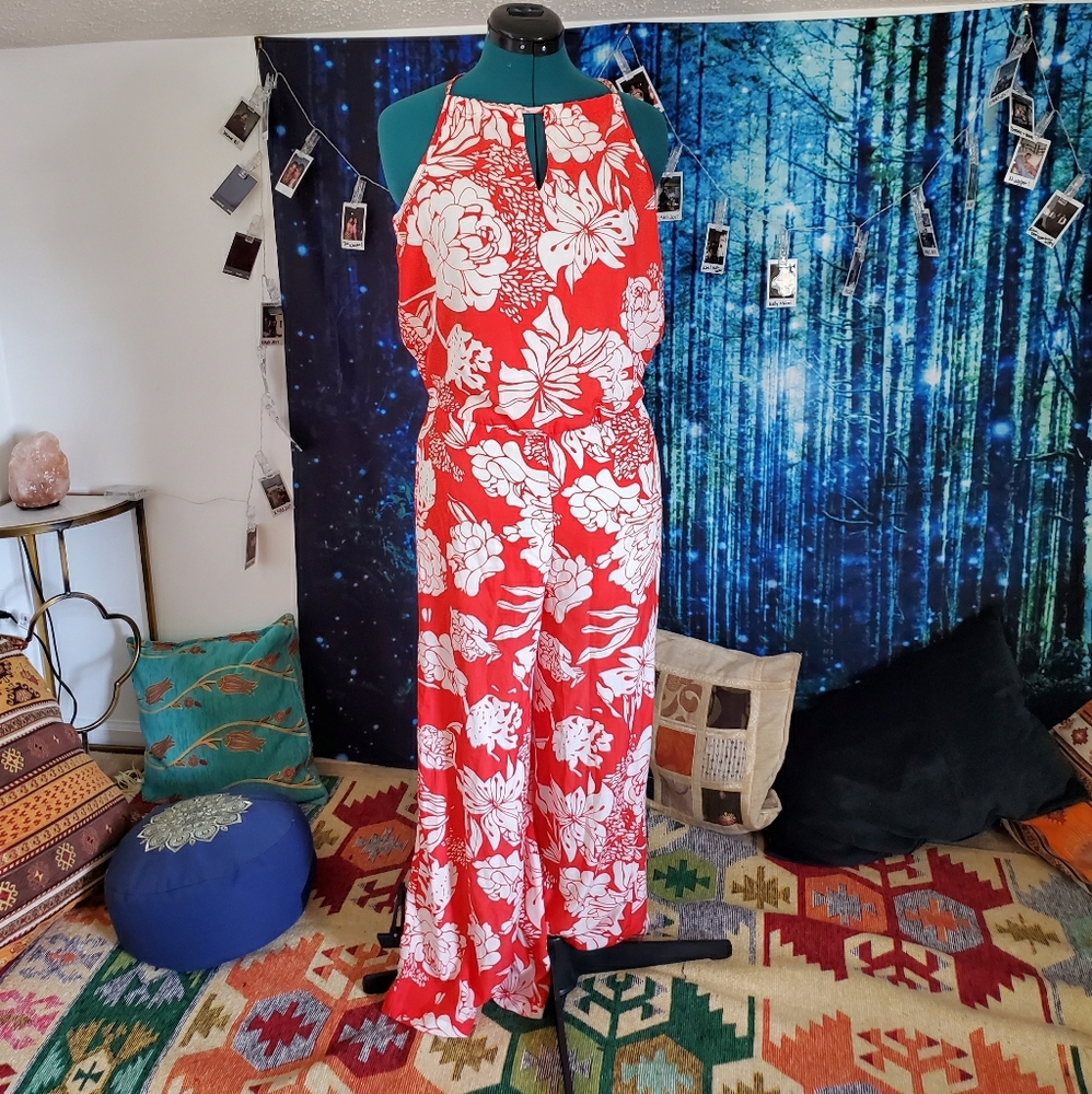 Romeo + Juliet Couture Wide Leg Floral Jumpsuit